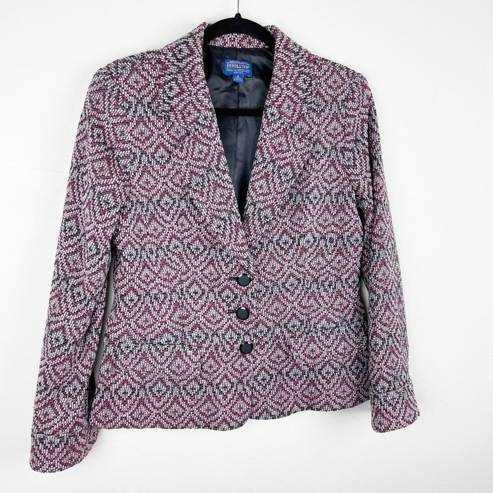 Pendleton Virgin Wool 3-Button Geometric Blazer - image 2